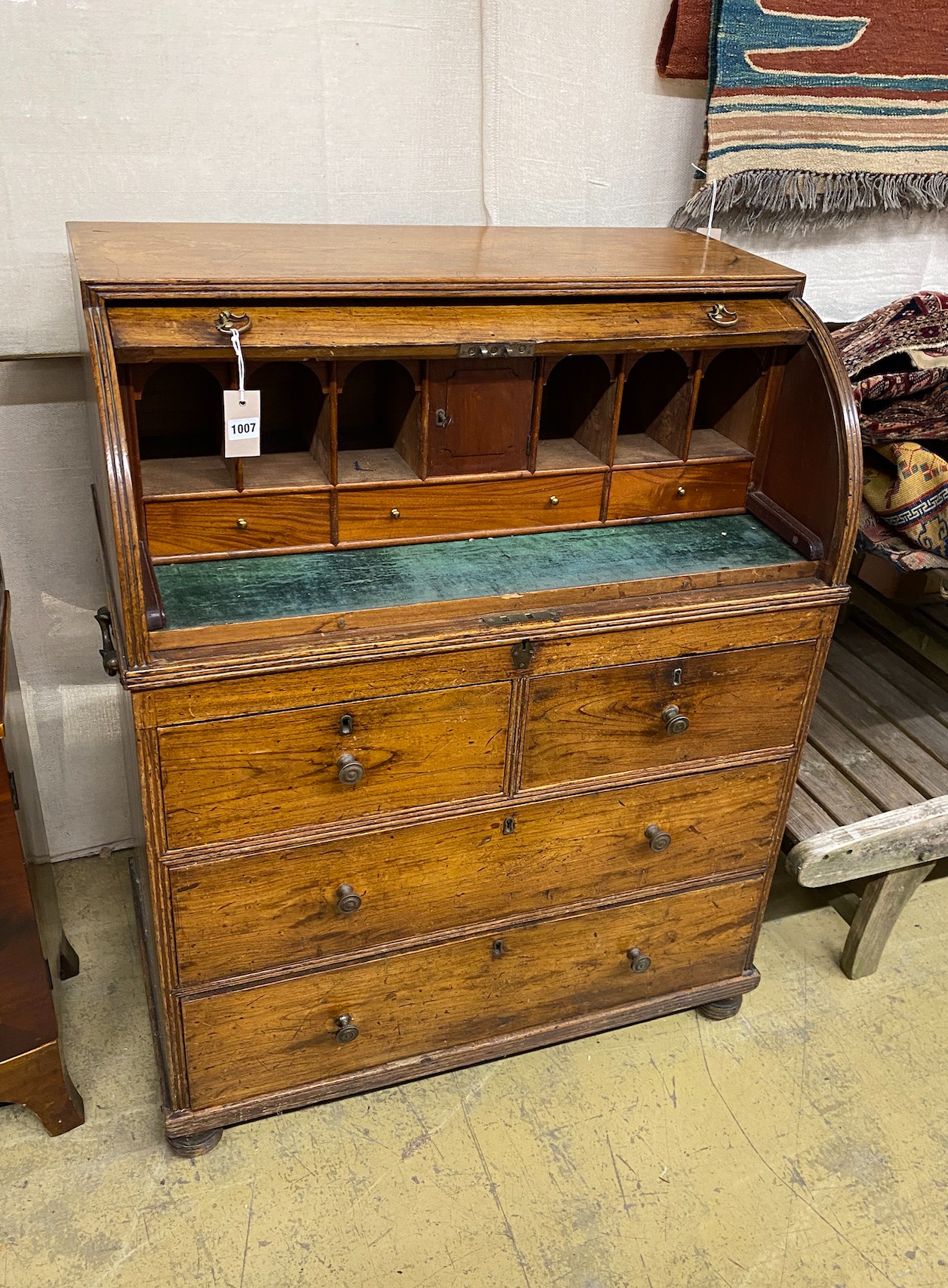 A Regency mahogany cylinder bureau, width 84cm, height 106cm